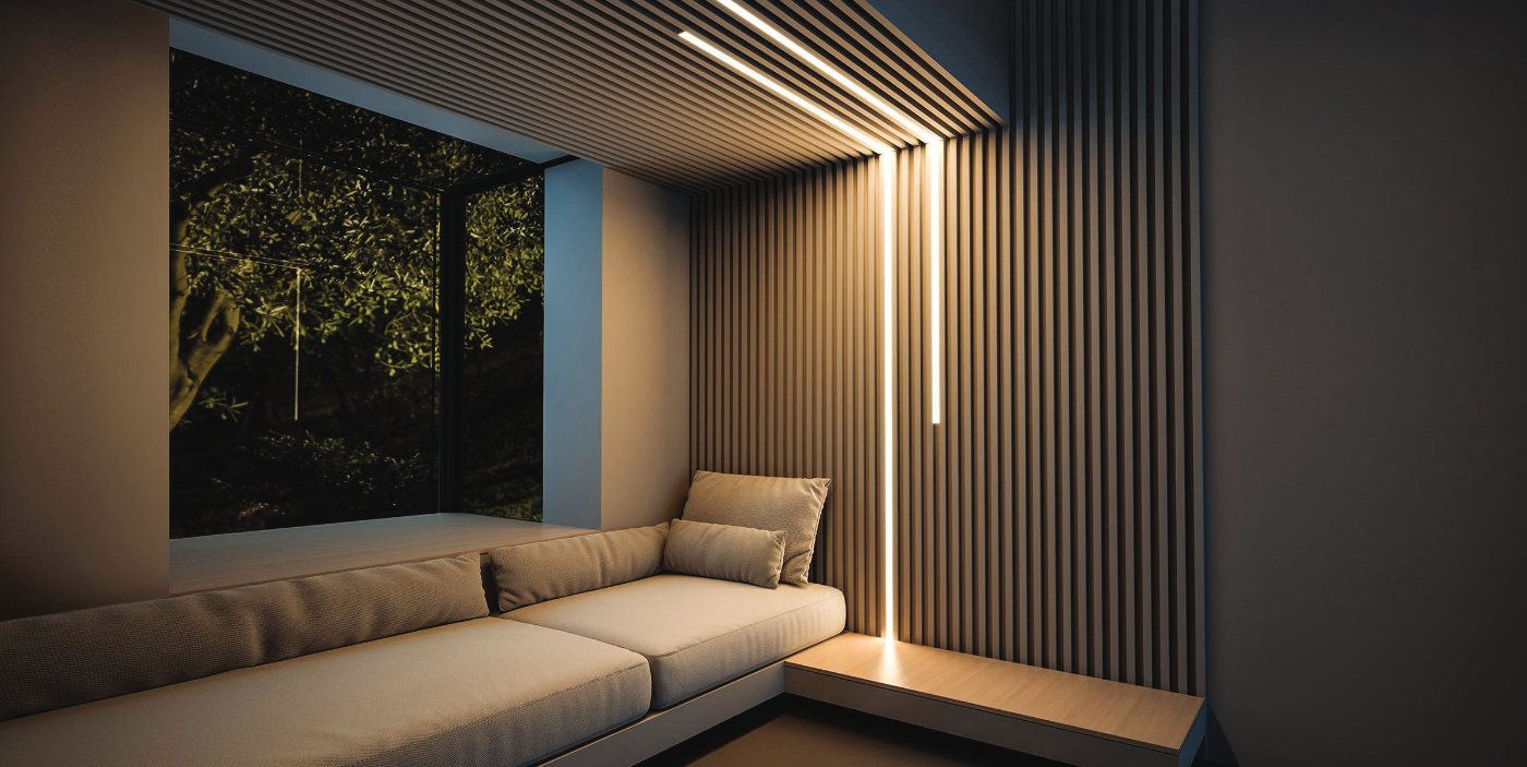 MDF slat wall panels with LED lighting